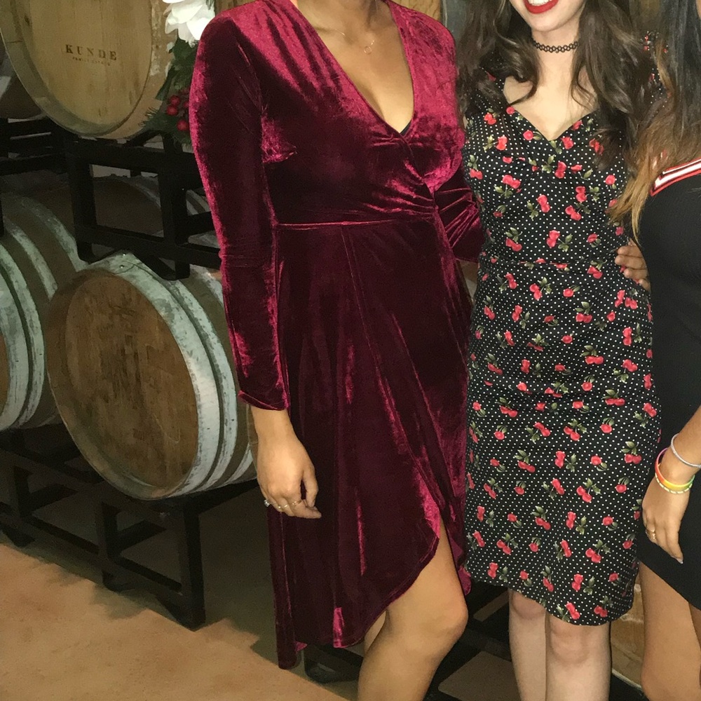 Lulu’s Red Velvet Wrap Dress